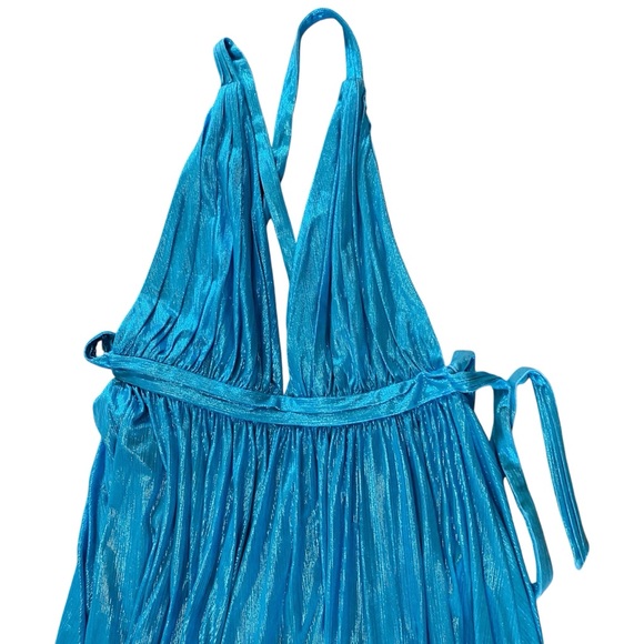 Retrofete Tova Dress in Aqua Blue Size Large Metallic - Picture 4 of 9